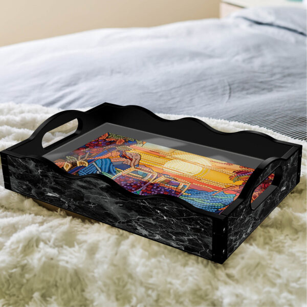 Diamond Painting Dienblad - Zwart - Wijnglazen