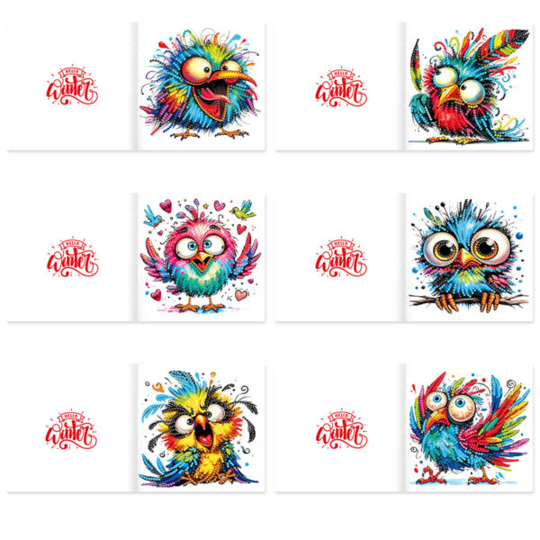 Diamond Painting Kaarten (17) - Gekke vogels
