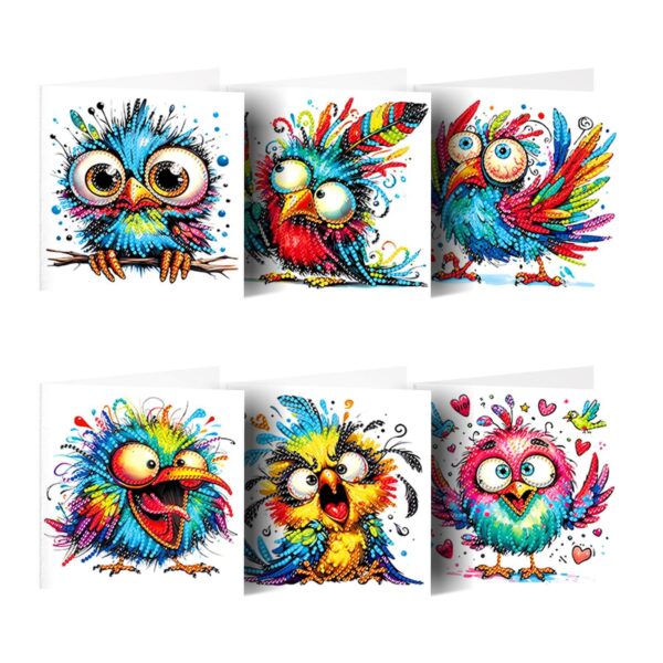 Diamond Painting Kaarten (17) - Gekke vogels