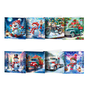 Diamond Painting Kaarten - Sneeuwpoppen en Voertuigen