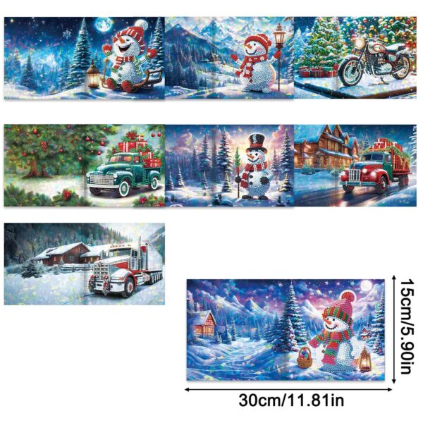 Diamond Painting Kaarten - Sneeuwpoppen en Voertuigen