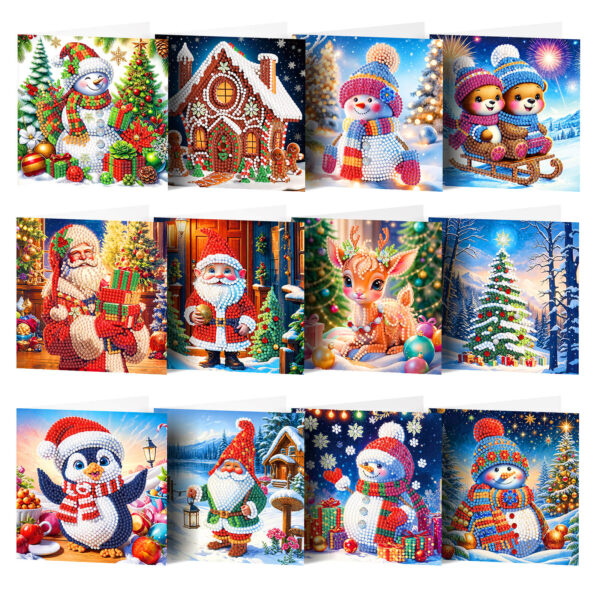 Diamond Painting Kerstkaarten - Set 9 - Warme Wintergroeten
