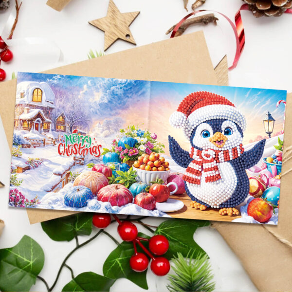 Set van 12 Diamond Painting kerstkaarten – Warme Wintergroeten