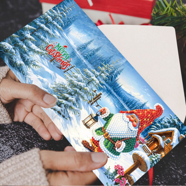 Diamond Painting kerstkaart met kabouters in de sneeuw