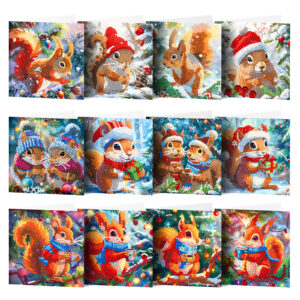 Diamond Painting Kerstkaarten - Winterse Eekhoorns