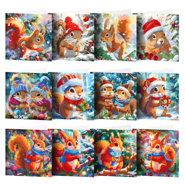 Diamond Painting Kerstkaarten - Winterse Eekhoorns