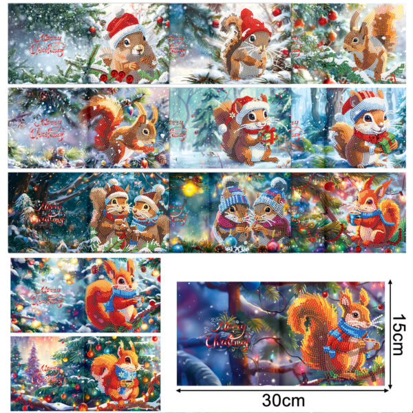 Diamond Painting Kerstkaarten - Winterse Eekhoorns