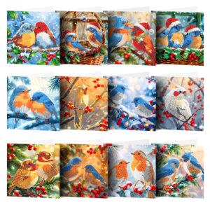 Diamond Painting Kerstkaarten - Winterse Vogels
