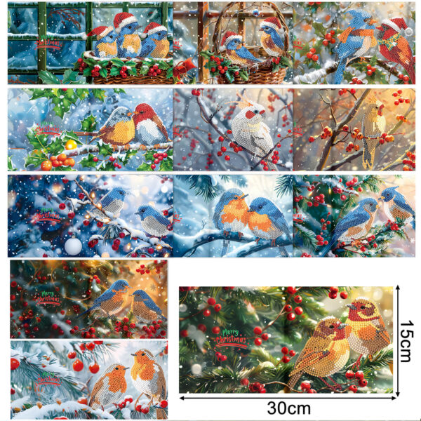Diamond Painting Kerstkaarten - Winterse Vogels
