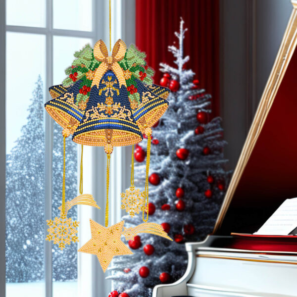 3D raamhanger met Diamond Painting kerstklokken, sterren en sneeuwvlokken