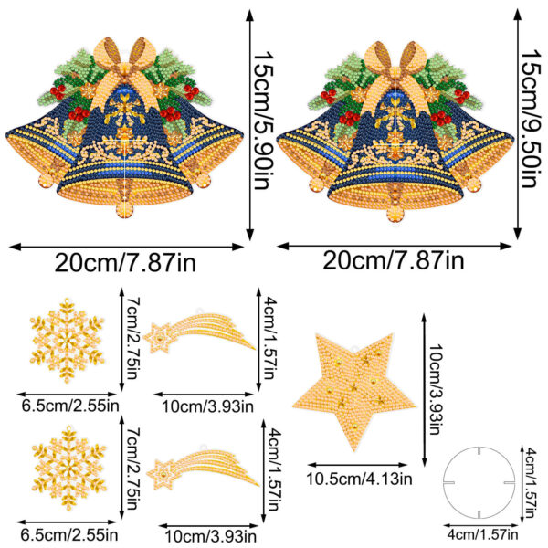 Diamond Painting 3D Raamhanger - Kerstklokken - Afbeelding 8