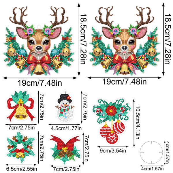 Afmetingen van de rendier raamhanger en losse kerstfiguren