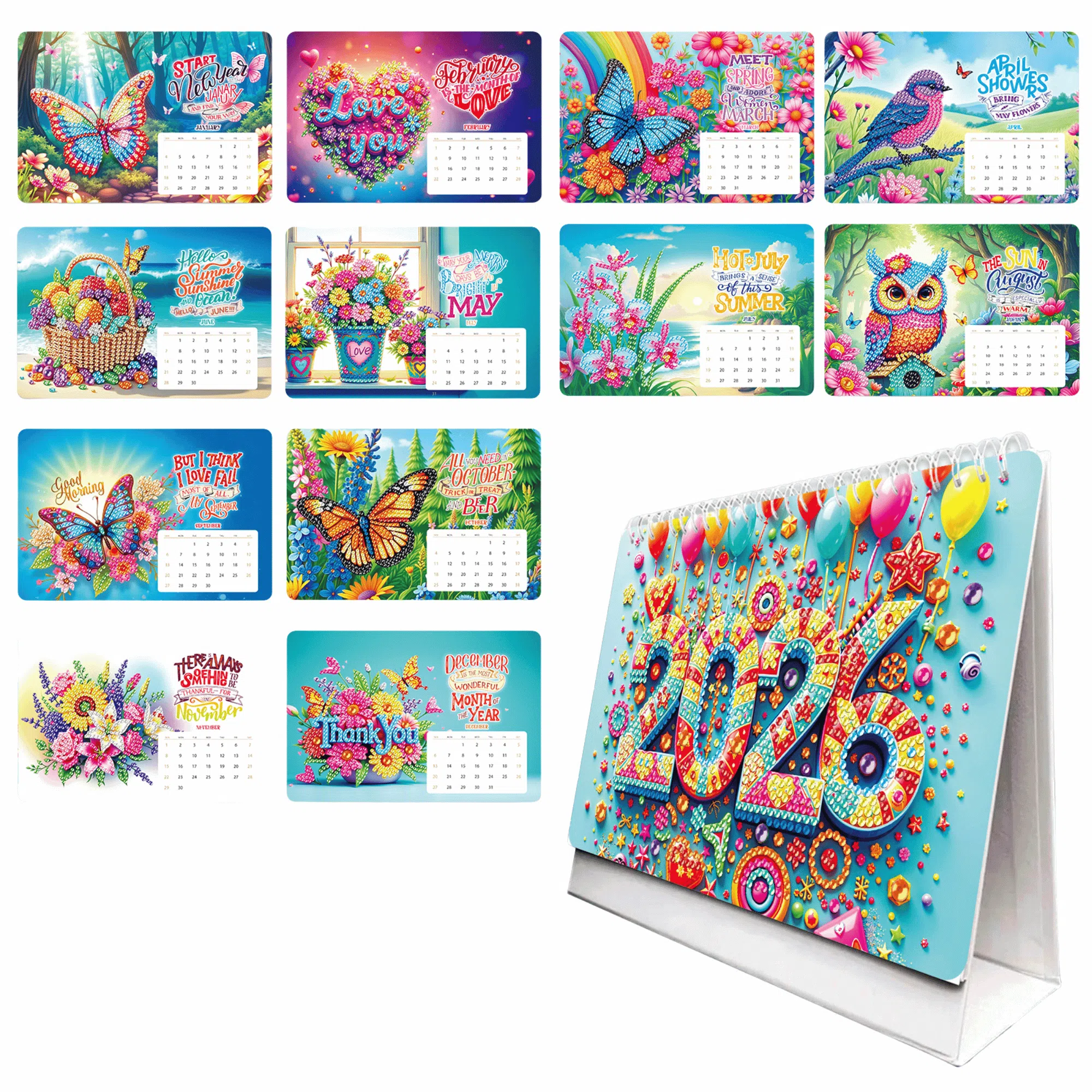 Diamond Painting Kalender 2026, diamantschilderen, tafelkalender om