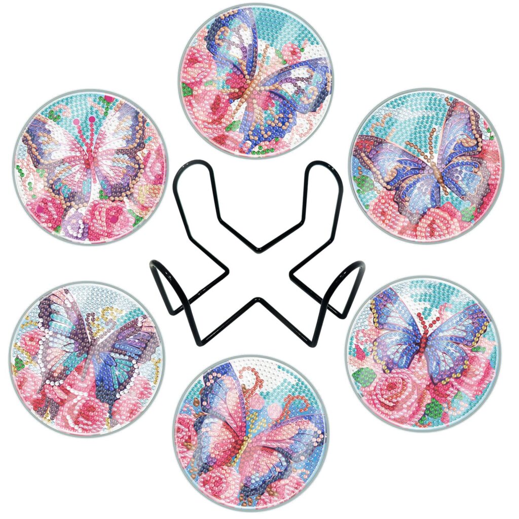 Diamond Painting onderzetters met vlinders