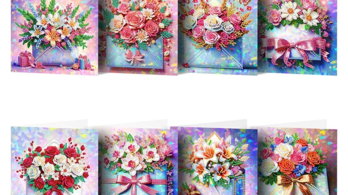 Nexoria Diamond Painting Weihnachtskarten Set, 6 Stück 5D Diamond Painting Karten Diamont painting Weihnachten Karten mit Blanko Umschlag Diamant Malerei Weihnachtsgrußkarten für Freunde Familie (A