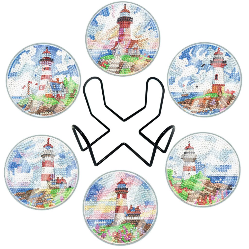 Diamond Painting onderzetters met vuurtorens