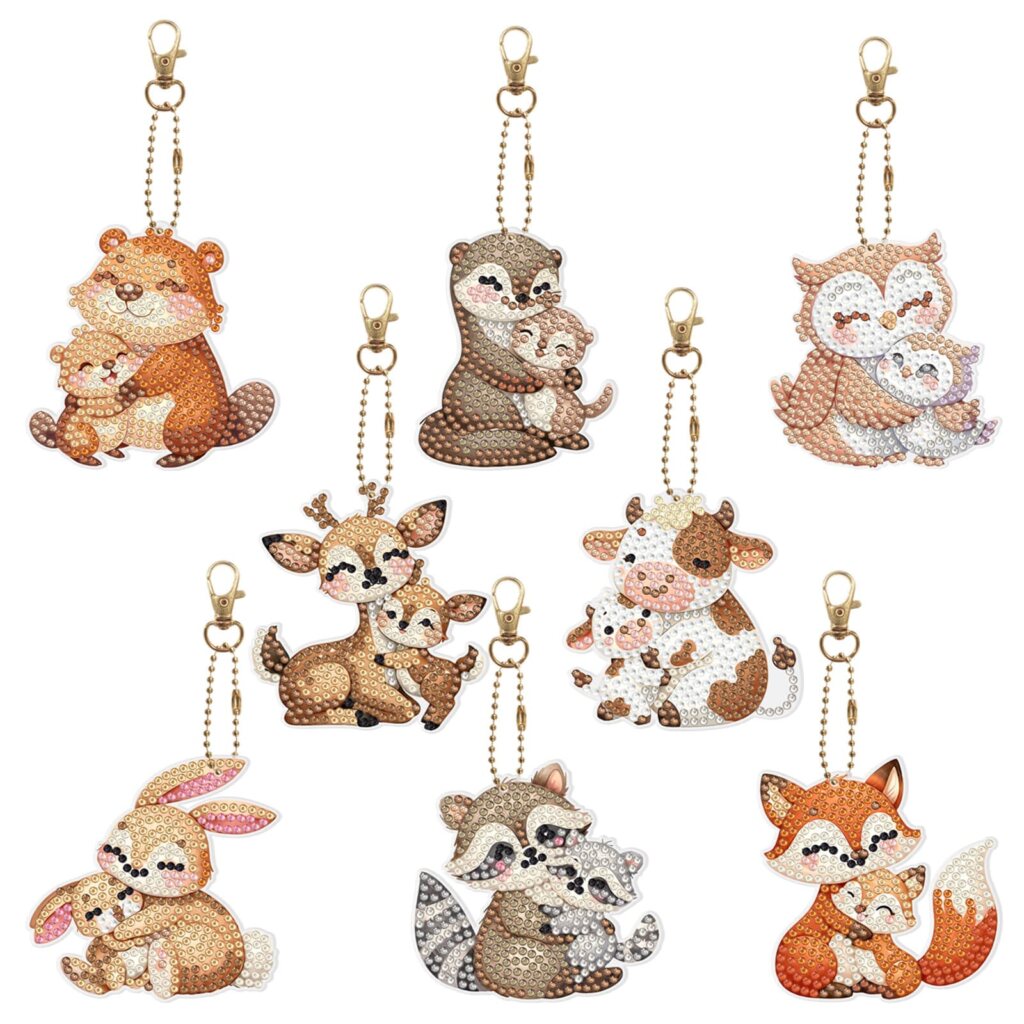 Diamond Painting sleutelhangers met bosdieren