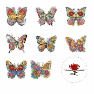 Diamond Painting Vlinders 3D – Set van 8