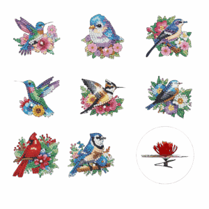 Diamond Painting Vogels 3D – Set van 8